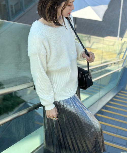 deux amour（ドゥーザムール）の「ファ‐ニットトップス（Tシャツ/カットソー・レディース・ブラック/ベージュ/ホワイト・FREE）」の20枚目の写真