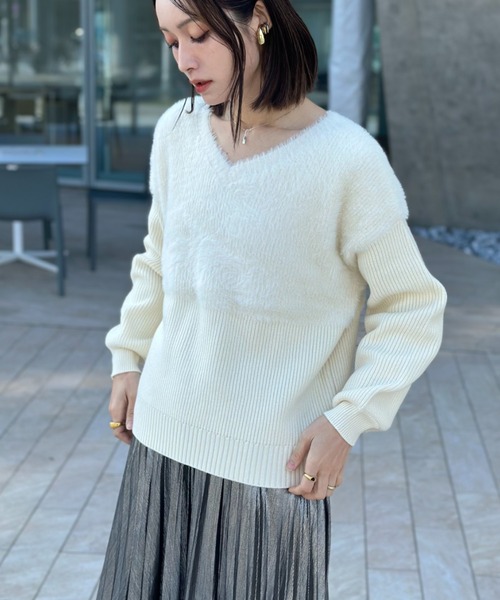 deux amour（ドゥーザムール）の「ファ‐ニットトップス（Tシャツ/カットソー・レディース・ブラック/ベージュ/ホワイト・FREE）」の16枚目の写真