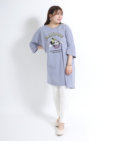 Disney(ディズニー)の「Disney(ディズニー)MICKEYミッキーフレンズキャラクタープリントビッグシルエット半袖Tシャツ レディース/プルオーバートップス(Tシャツ/カットソー・レディース・ライトグレー/オレンジ/ブルー/ラベンダー・L/M)」の15枚目の写真