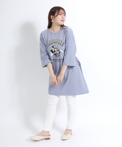 Disney(ディズニー)の「Disney(ディズニー)MICKEYミッキーフレンズキャラクタープリントビッグシルエット半袖Tシャツ レディース/プルオーバートップス(Tシャツ/カットソー・レディース・ライトグレー/オレンジ/ブルー/ラベンダー・L/M)」の17枚目の写真