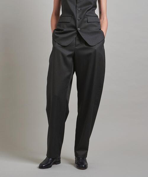 LOEFF>ギャバ ナロー ボンタンパンツ サイズ1 ブラック ギャバ