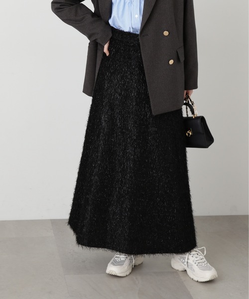 N.(N. Natural Beauty Basic)(エヌエヌナチュラルビューティーベーシック)の「◆ラメフリンジスカート(スカート・レディース・クリーム/ブラック・MEDIUM)」の1枚目の写真