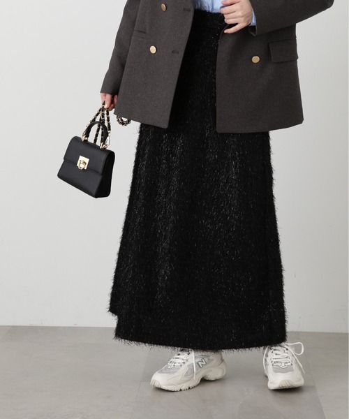 N.(N. Natural Beauty Basic)(エヌエヌナチュラルビューティーベーシック)の「◆ラメフリンジスカート(スカート・レディース・クリーム/ブラック・MEDIUM)」の4枚目の写真