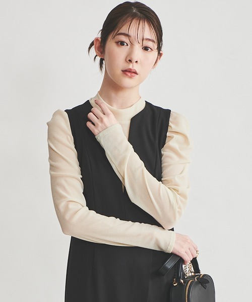 31 Sons de mode（トランテアン　ソン　ドゥ　モード）の「シアーラメトップス（Tシャツ/カットソー・レディース・ブラック/ライトベージュ/ライトグレー/ピンク・36）」の4枚目の写真