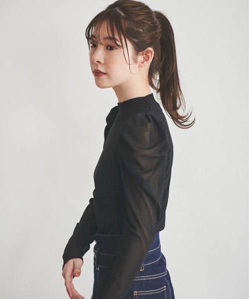 31 Sons de mode（トランテアン　ソン　ドゥ　モード）の「シアーラメトップス（Tシャツ/カットソー・レディース・ブラック/ライトベージュ/ライトグレー/ピンク・36）」の7枚目の写真