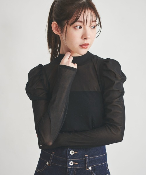 31 Sons de mode（トランテアン　ソン　ドゥ　モード）の「シアーラメトップス（Tシャツ/カットソー・レディース・ブラック/ライトベージュ/ライトグレー/ピンク・36）」の5枚目の写真