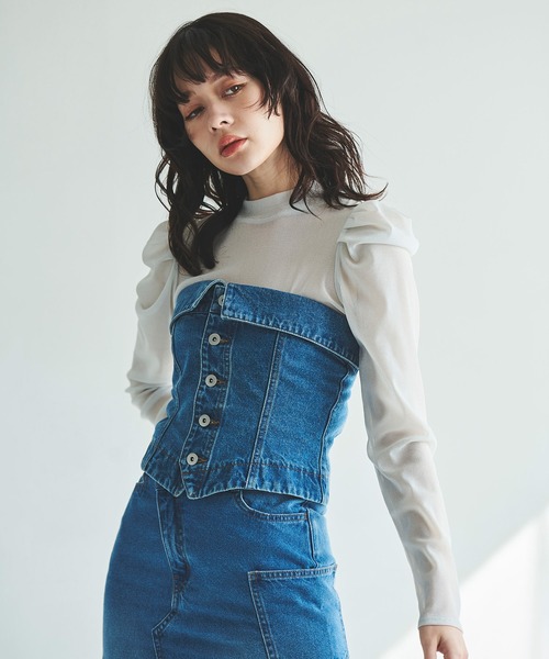 31 Sons de mode（トランテアン　ソン　ドゥ　モード）の「シアーラメトップス（Tシャツ/カットソー・レディース・ブラック/ライトベージュ/ライトグレー/ピンク・36）」の14枚目の写真