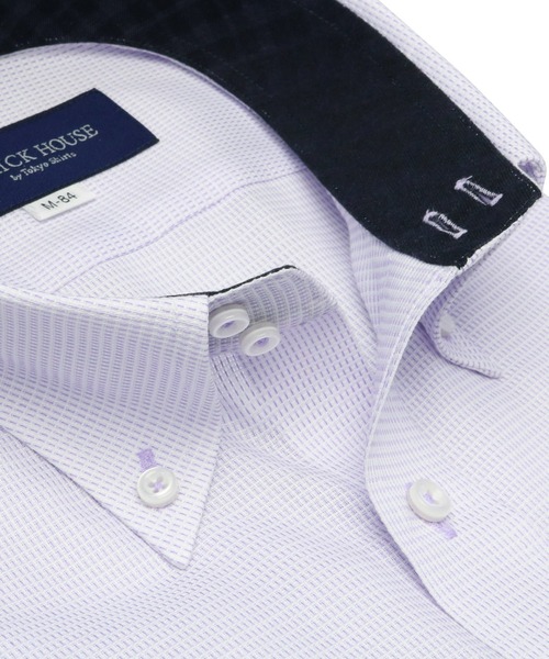 TOKYO SHIRTS（トウキョウシャツ）の「形態安定ノーアイロン ドゥエボットーニ 長袖ビジネスワイシャツ（ビジネスシャツ・メンズ・パープル・首回り39cm-裄丈80cm/首回り39cm-裄丈84cm/首回り41cm-裄丈82cm/首回り41cm-裄丈86cm/首回り42cm-裄丈82cm/首回り42cm-裄丈86cm/首回り43cm-裄丈82cm/首回り43cm-裄丈86cm/首回り37cm-裄丈80cm/首回り37cm-裄丈84cm）」の2枚目の写真