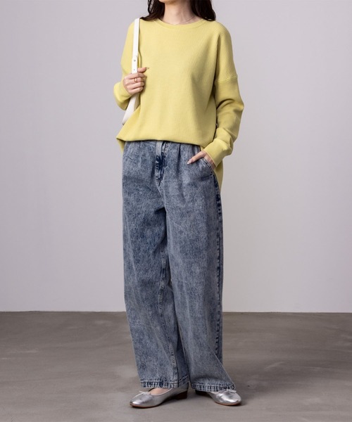 NAVY(ネイビー)の「NAVY ベーシック ワッフル長袖Tシャツ ロンT(Tシャツ/カットソー・レディース・オフホワイト/ベージュ/イエロー系その他/スミクロ・L/M/S/XL)」の9枚目の写真