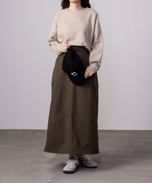 NAVY(ネイビー)の「NAVY ベーシック ワッフル長袖Tシャツ ロンT(Tシャツ/カットソー・レディース・オフホワイト/ベージュ/イエロー系その他/スミクロ・L/M/S/XL)」の7枚目の写真