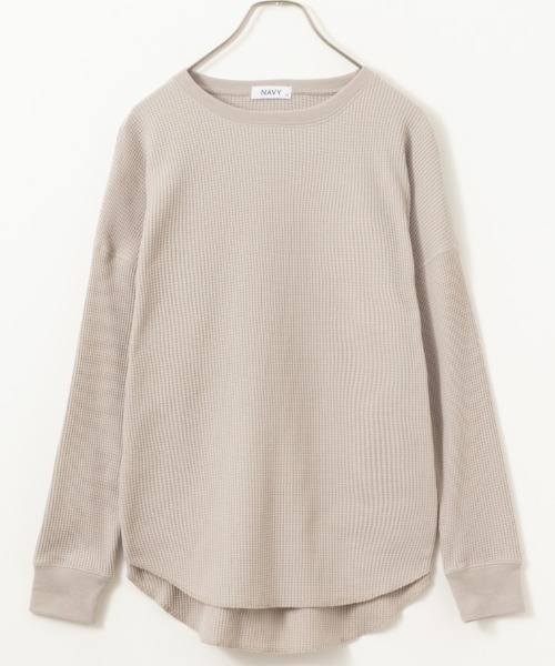 NAVY(ネイビー)の「NAVY ベーシック ワッフル長袖Tシャツ ロンT(Tシャツ/カットソー・レディース・オフホワイト/ベージュ/イエロー系その他/スミクロ・L/M/S/XL)」の12枚目の写真