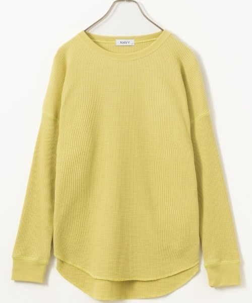 NAVY(ネイビー)の「NAVY ベーシック ワッフル長袖Tシャツ ロンT(Tシャツ/カットソー・レディース・オフホワイト/ベージュ/イエロー系その他/スミクロ・L/M/S/XL)」の14枚目の写真