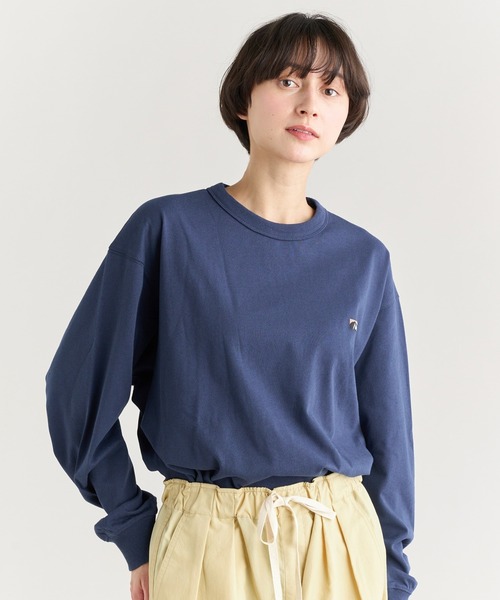 NANGA(ナンガ)の「ECO HYBRID BOX LOGO EMBROIDERY L/S TEE / エコハイブリッド ボックスロゴ エンブロイダリー ロングスリーブティー(Tシャツ/カットソー・メンズ・オレンジ/ホワイト/ブラック/ライトグレー/カーキ/サーモンピンク/グリーン/ダークネイビー・M/XL/L/S)」の6枚目の写真