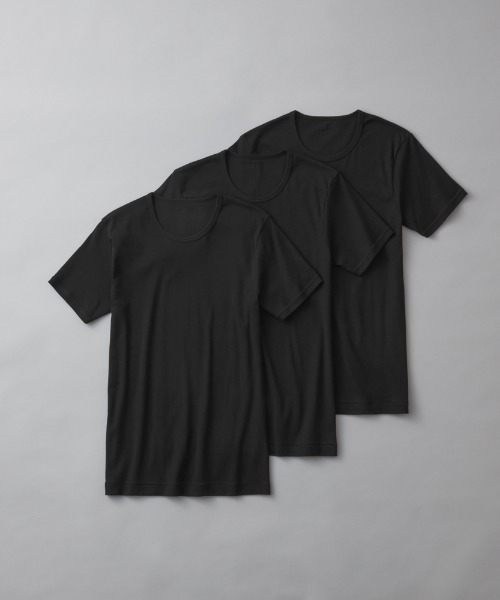 GUNZE(グンゼ)の「GUNZE BASIC/グンゼベーシック クルーネックTシャツ 3枚組(インナーウェア/肌着・メンズ・ブラック/ホワイト/杢グレー・LARGE/MEDIUM/X-LARGE)」の1枚目の写真