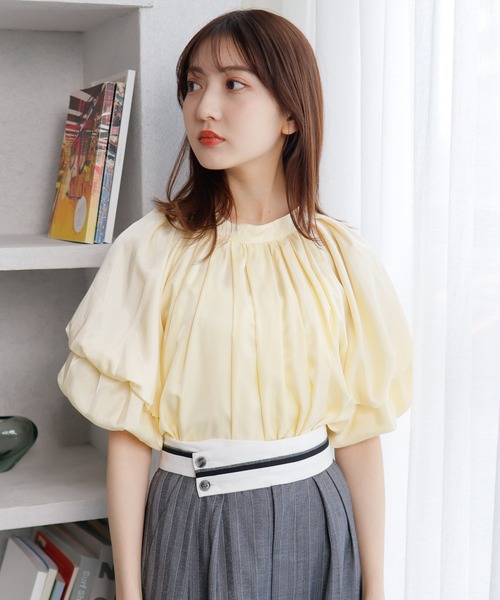LADYMADE(レディメイド)の「2WAYカラーダブルバルーンスリーブブラウス(シャツ/ブラウス・レディース・ホワイト/ライトブルー/イエロー・FREE)」の3枚目の写真