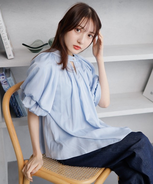 LADYMADE(レディメイド)の「2WAYカラーダブルバルーンスリーブブラウス(シャツ/ブラウス・レディース・ホワイト/ライトブルー/イエロー・FREE)」の6枚目の写真