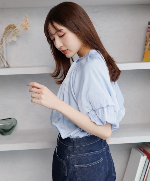 LADYMADE(レディメイド)の「2WAYカラーダブルバルーンスリーブブラウス(シャツ/ブラウス・レディース・ホワイト/ライトブルー/イエロー・FREE)」の10枚目の写真