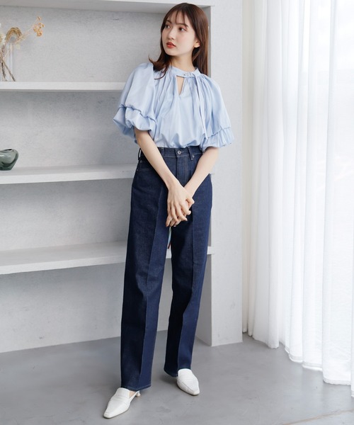 LADYMADE(レディメイド)の「2WAYカラーダブルバルーンスリーブブラウス(シャツ/ブラウス・レディース・ホワイト/ライトブルー/イエロー・FREE)」の9枚目の写真