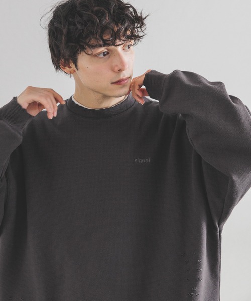 SAINT M××××オーバーサイズ グラフィックスウェット ダメージグレー SIGNAL SPORTS（シグナルスポーツ）の「【SIGNAL SPORTS】ダメージ