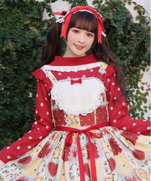 axes femme kawaii(アクシーズファムカワイイ)の「ハートドットニットプル(ニット/セーター・レディース・キナリ/ピンク/レッド・MEDIUM)」の3枚目の写真