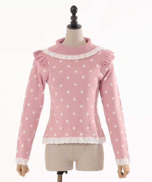 axes femme kawaii(アクシーズファムカワイイ)の「ハートドットニットプル(ニット/セーター・レディース・キナリ/ピンク/レッド・MEDIUM)」の10枚目の写真