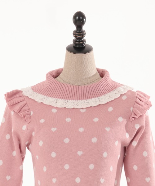 axes femme kawaii(アクシーズファムカワイイ)の「ハートドットニットプル(ニット/セーター・レディース・キナリ/ピンク/レッド・MEDIUM)」の8枚目の写真