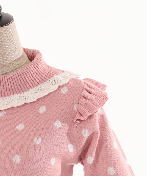 axes femme kawaii(アクシーズファムカワイイ)の「ハートドットニットプル(ニット/セーター・レディース・キナリ/ピンク/レッド・MEDIUM)」の7枚目の写真
