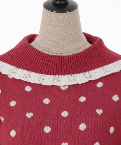 axes femme kawaii(アクシーズファムカワイイ)の「ハートドットニットプル(ニット/セーター・レディース・キナリ/ピンク/レッド・MEDIUM)」の6枚目の写真