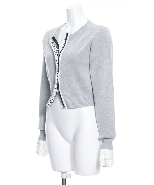 clear(クリア)の「ロゴテープダブルジップニットトップス≪2024SS新作≫(ニット/セーター・レディース・ブラック/グレイッシュベージュ/杢グレー・F)」の11枚目の写真