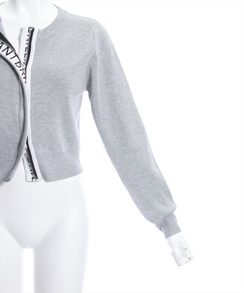 clear(クリア)の「ロゴテープダブルジップニットトップス≪2024SS新作≫(ニット/セーター・レディース・ブラック/グレイッシュベージュ/杢グレー・F)」の7枚目の写真
