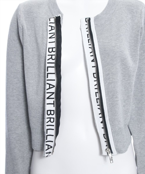 clear(クリア)の「ロゴテープダブルジップニットトップス≪2024SS新作≫(ニット/セーター・レディース・ブラック/グレイッシュベージュ/杢グレー・F)」の5枚目の写真