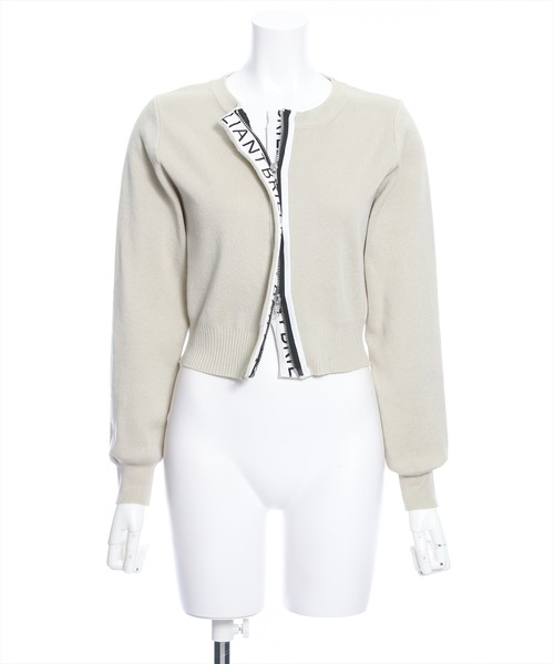 clear(クリア)の「ロゴテープダブルジップニットトップス≪2024SS新作≫(ニット/セーター・レディース・ブラック/グレイッシュベージュ/杢グレー・F)」の13枚目の写真