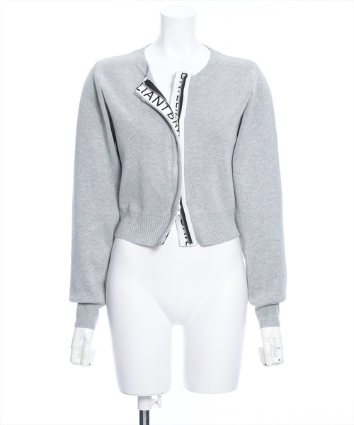 clear(クリア)の「ロゴテープダブルジップニットトップス≪2024SS新作≫(ニット/セーター・レディース・ブラック/グレイッシュベージュ/杢グレー・F)」の14枚目の写真