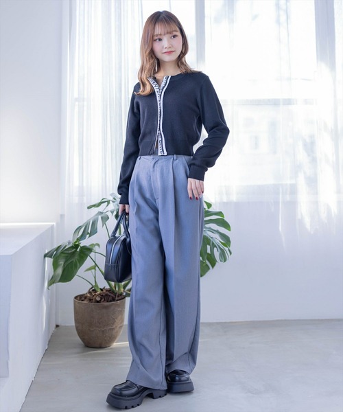 clear(クリア)の「ロゴテープダブルジップニットトップス≪2024SS新作≫(ニット/セーター・レディース・ブラック/グレイッシュベージュ/杢グレー・F)」の17枚目の写真