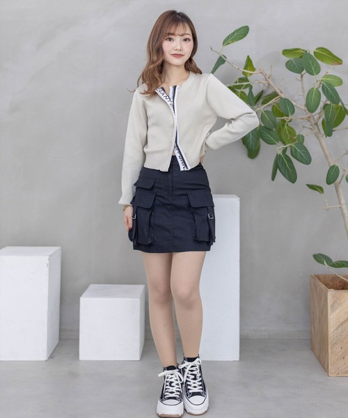 clear(クリア)の「ロゴテープダブルジップニットトップス≪2024SS新作≫(ニット/セーター・レディース・ブラック/グレイッシュベージュ/杢グレー・F)」の19枚目の写真