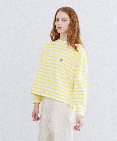 FIDELITY（フィデリティ）の「[WOMEN] BASQUE BORDER SHIRT / バスクボーダーシャツ（Tシャツ/カットソー・レディース・オフホワイト/イエロー/チャコール/キナリ/ダークネイビー/ブルー・FREE）」の6枚目の写真