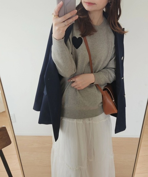 La-gemme（ラジェム）の「ハートロゴニットプルオーバー（ニット/セーター・レディース・アイボリー/グレー/ブラック/モカ/ネイビー・フリー）」の17枚目の写真