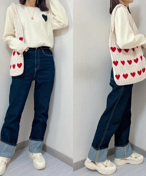 La-gemme（ラジェム）の「ハートロゴニットプルオーバー（ニット/セーター・レディース・アイボリー/グレー/ブラック/モカ/ネイビー・フリー）」の12枚目の写真