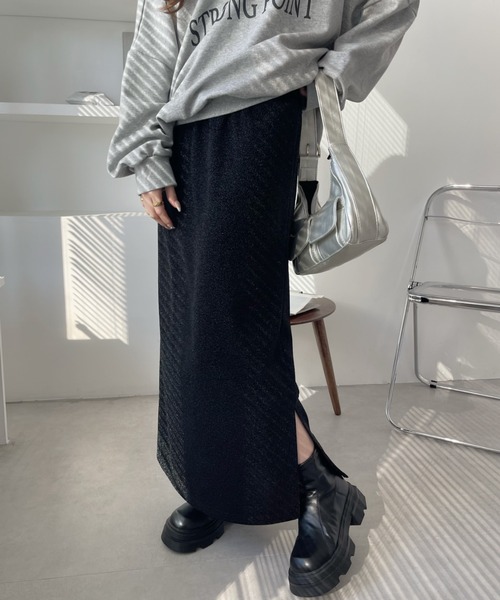 Ada.(エイダ)の「シャイニー ストレート スカート(スカート・レディース・シルバー/ブラック×シルバー/ブラック/ネイビー・M/S)」の1枚目の写真