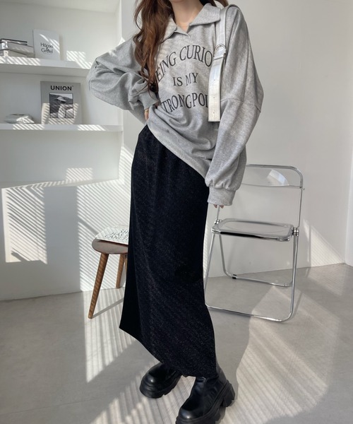 Ada.(エイダ)の「シャイニー ストレート スカート(スカート・レディース・シルバー/ブラック×シルバー/ブラック/ネイビー・M/S)」の7枚目の写真