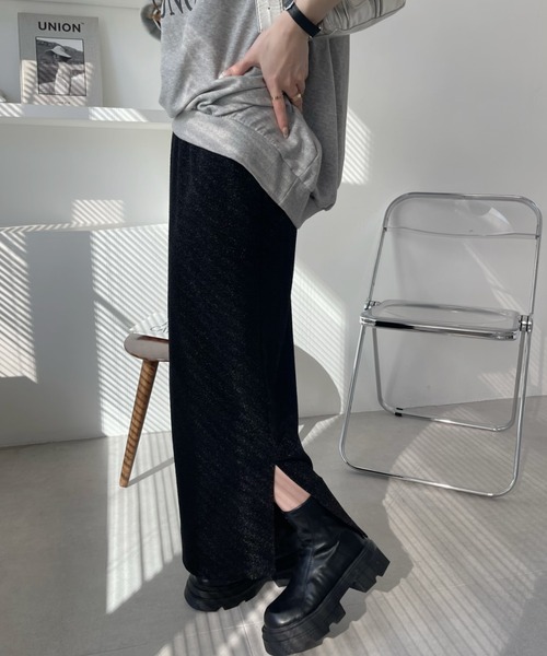 Ada.(エイダ)の「シャイニー ストレート スカート(スカート・レディース・シルバー/ブラック×シルバー/ブラック/ネイビー・M/S)」の10枚目の写真