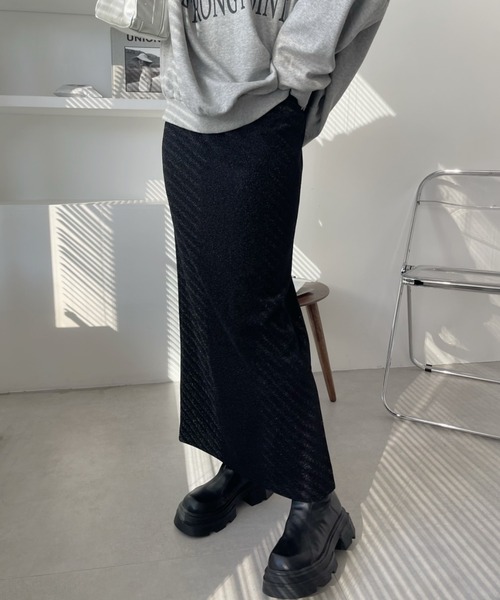 Ada.(エイダ)の「シャイニー ストレート スカート(スカート・レディース・シルバー/ブラック×シルバー/ブラック/ネイビー・M/S)」の9枚目の写真
