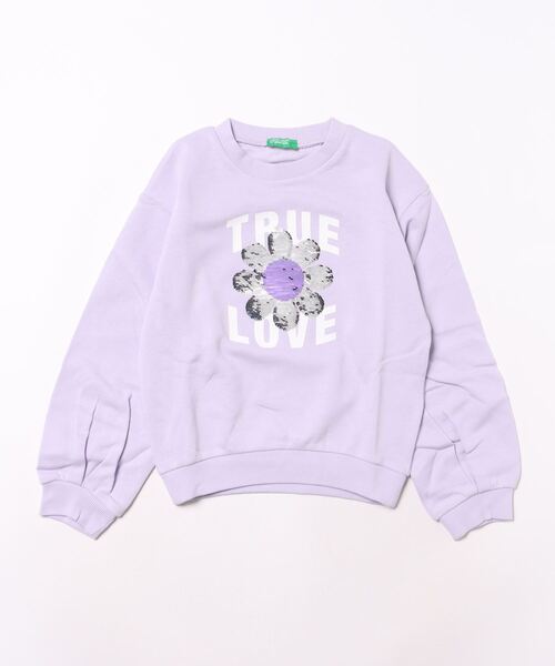 BENETTON (UNITED COLORS OF BENETTON)（ベネトンユナイテッドカラーズオブベネトン）の「キッズフロントプリント花柄スパンコールスウェット・トレーナーG（スウェット・キッズ・ラベンダー/ピンク・SMALL/MEDIUM/LARGE/X-LARGE）」の5枚目の写真
