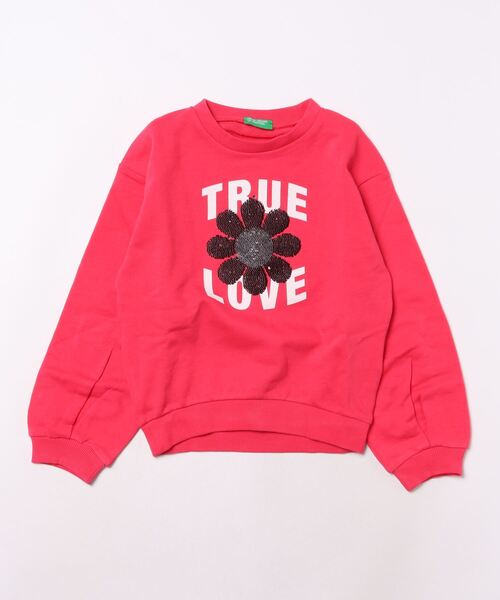 BENETTON (UNITED COLORS OF BENETTON)（ベネトンユナイテッドカラーズオブベネトン）の「キッズフロントプリント花柄スパンコールスウェット・トレーナーG（スウェット・キッズ・ラベンダー/ピンク・SMALL/MEDIUM/LARGE/X-LARGE）」の9枚目の写真