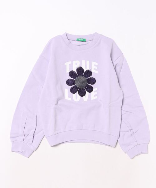 BENETTON (UNITED COLORS OF BENETTON)（ベネトンユナイテッドカラーズオブベネトン）の「キッズフロントプリント花柄スパンコールスウェット・トレーナーG（スウェット・キッズ・ラベンダー/ピンク・SMALL/MEDIUM/LARGE/X-LARGE）」の7枚目の写真
