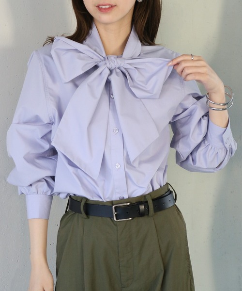 MAISON BREEZE reveur(メゾンブリーズレヴール)の「【MAISON BREEZE reveur】リボンボウタイブラウス シャツ ribbon bowtie blouse(シャツ/ブラウス・レディース・ホワイト/ブラック/ライトパープル・FREE)」の3枚目の写真