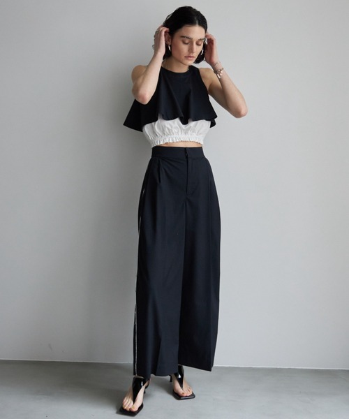 JOSE MOON（ジョゼムーン）の「PAFFHEM CROP TANKTOP/パフヘムクロップタンクトップ（タンクトップ・レディース・ネイビー/グレー/ブラック・FREE）」の6枚目の写真