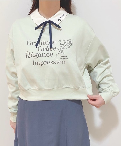 an another angelus(アンアナザーアンジェラス)の「フラワーランゲージロゴプリントカットソー/ananotherangelus/fint フィント(Tシャツ/カットソー・レディース・ライトグリーン/オフホワイト/グレイッシュベージュ・FREE)」の8枚目の写真