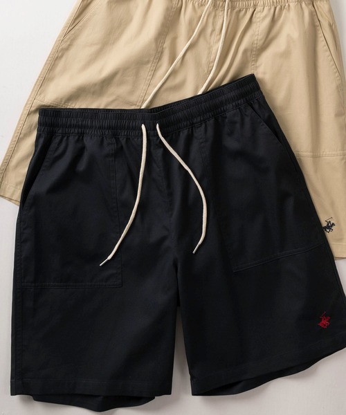 BEVERLY HILLS POLO CLUB（ビバリーヒルズポロクラブ）の「【BEVERLY HILLS POLO CLUB/ビバリーヒルズポロクラブ】ワンポイントロゴ刺繍 ベイカーデザイン 無地ピーチツイルハーフパンツ/ バギーショーツ（その他パンツ・メンズ・ホワイト/ベージュ/ネイビー/ブラック・M/L/XL）」の3枚目の写真