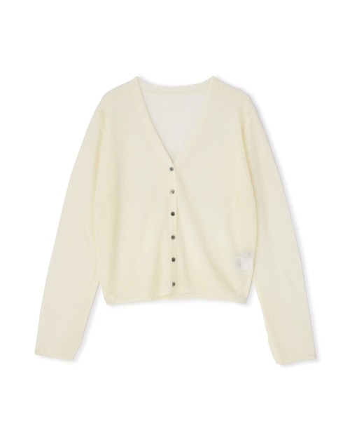 N.（N. Natural Beauty Basic）（エヌエヌナチュラルビューティーベーシック）の「◆Ｖネックシアーカーディガン（カーディガン/ボレロ・レディース・オフホワイト/チャコールグレー/レッド・MEDIUM）」の4枚目の写真